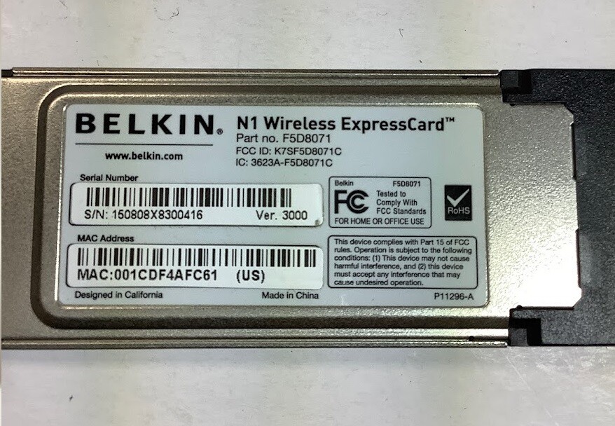 BELKIN F5D8071 N1 Wireless ExpressCard