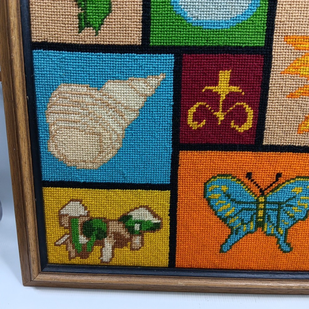 Vintage Needlework Framed 15” X 15”