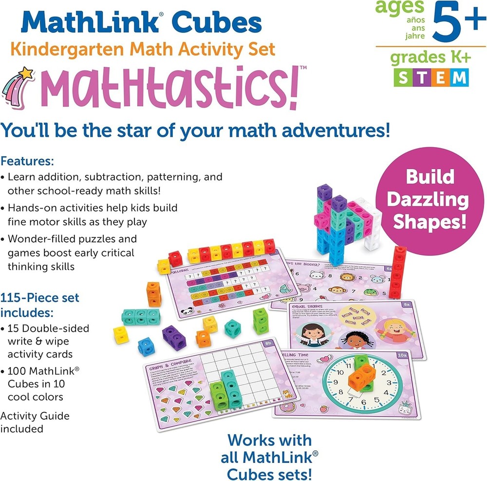 MathLink Cubes Kindergarten Math Activity Set Mathtastics! - Classroom Must H...