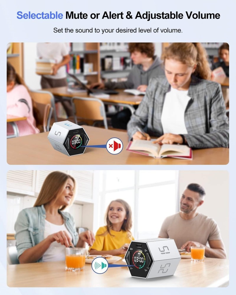 Ticktime Pomodoro Timer, Productivity Timer Cube, 3/5/10/15/25/30 Min Presets...