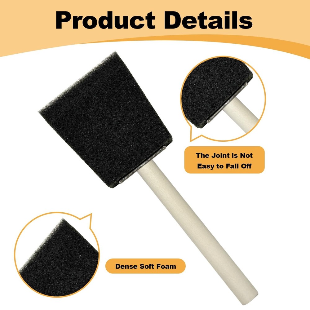 Foam Brush 25pcs with High Density Foam for Multi Project(1/2", 1", 2", 3")