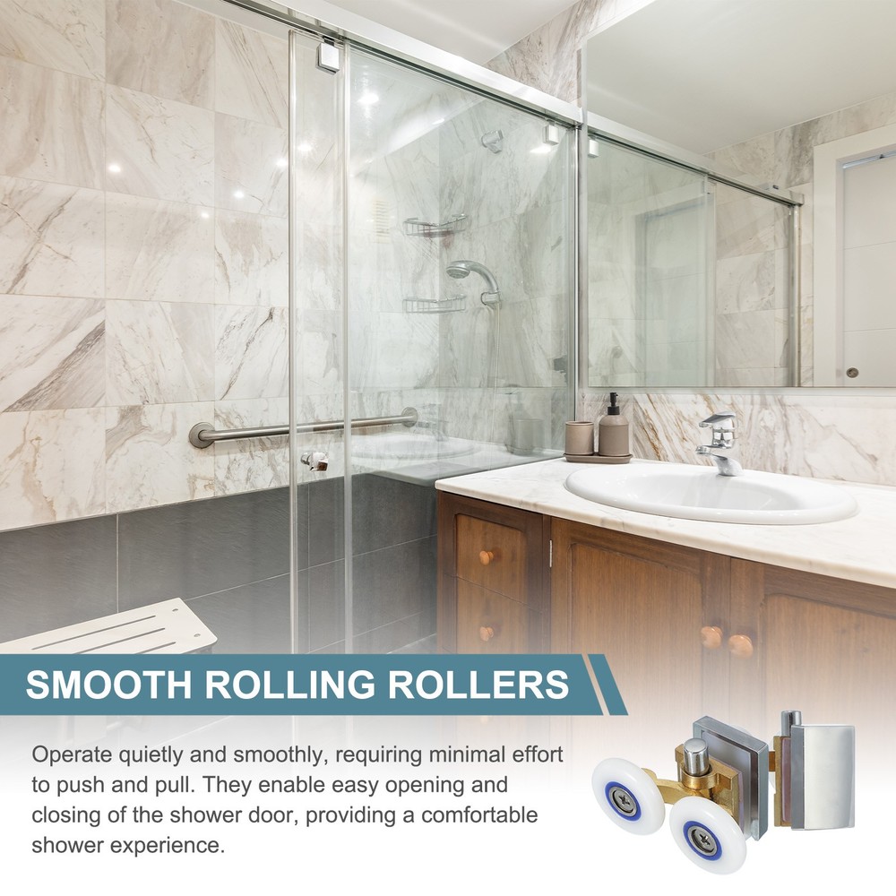 2 Pcs 26mm Double Shower Door Rollers Copper Bottom Wheels Copper Tone
