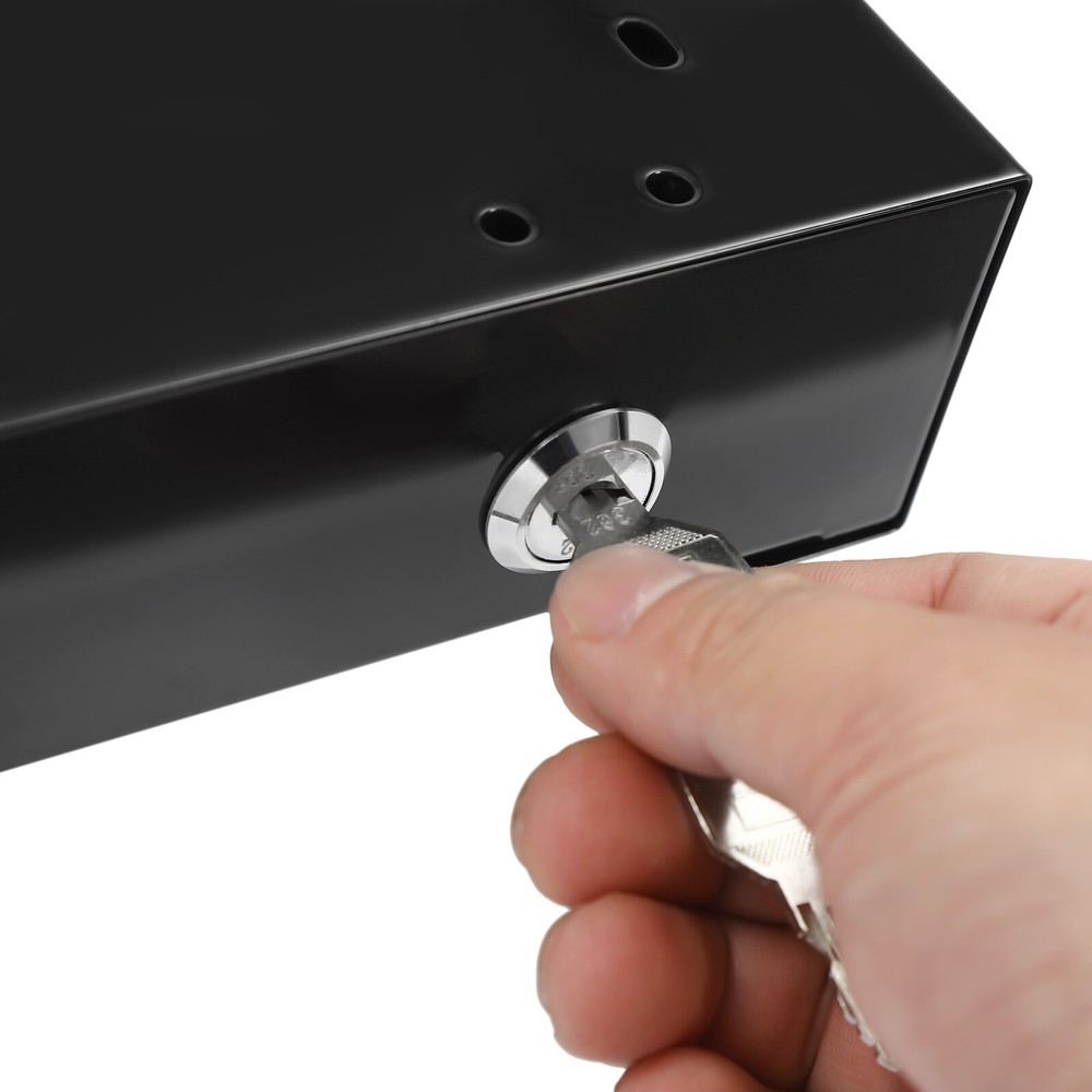 Lockable Compact Under Desk Sliding Drawer Black Metal Pull Out Storage Box