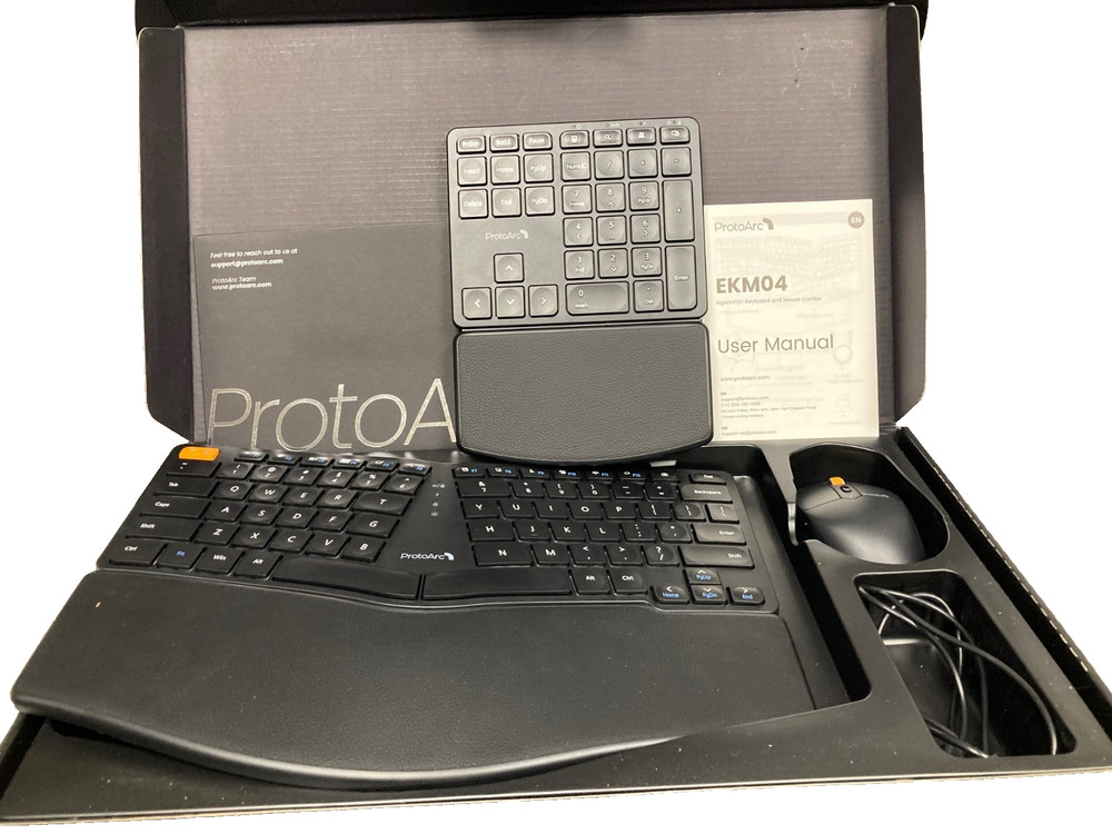 ProtoArc EkM04 Keyboard & Mouse Ergonomic Wireless Combo Split Design Black