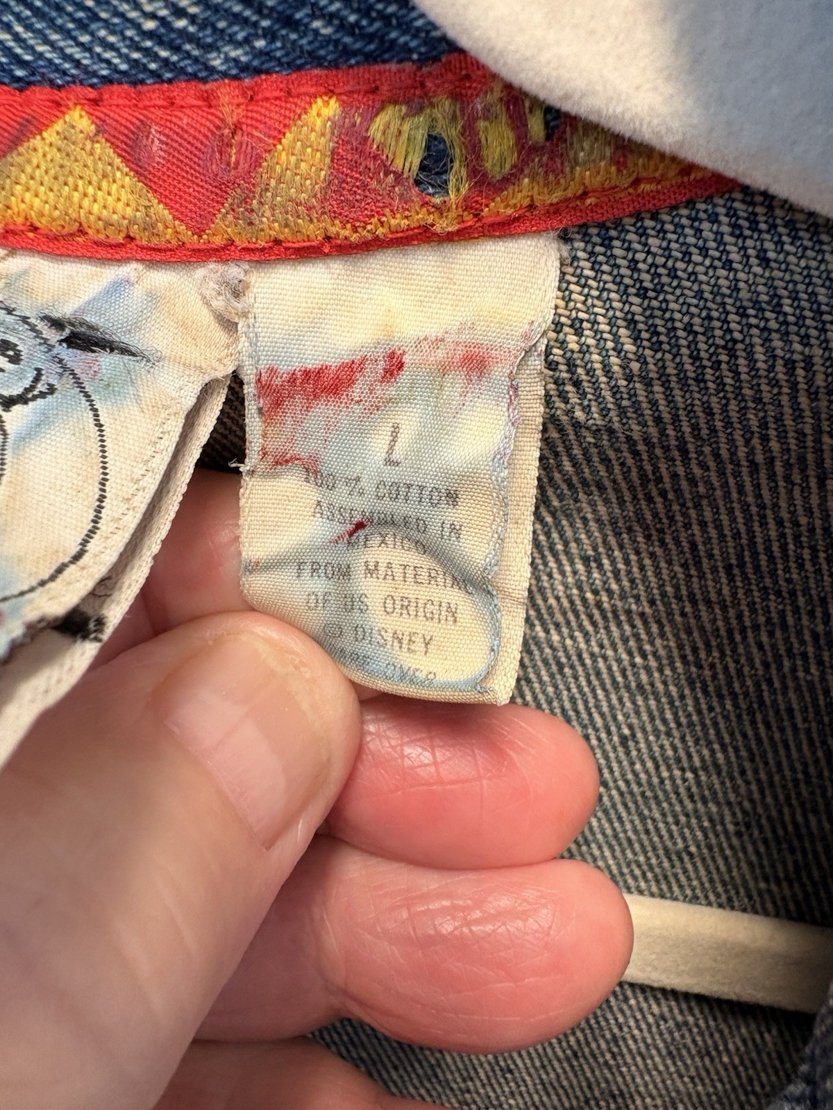 Mickey & Co. VTG Denim Jacket Large Mickey Mouse Embellished Disney Unisex 90