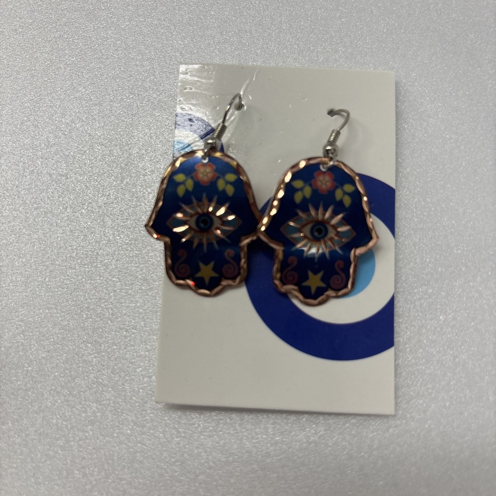 Handmade Evil Eye Copper Earrings