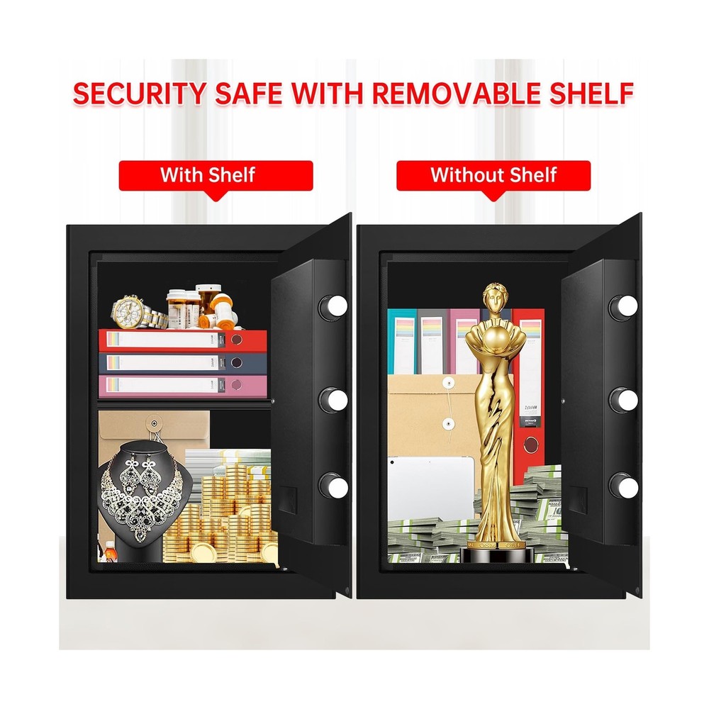 3.4 Cub Large Home Safe Fireproof Waterproof, Digital Security Fireproof Safe...