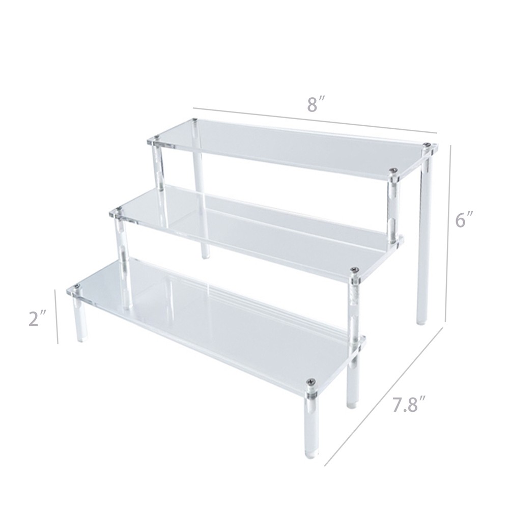 3-Tier Clear Acyrlic Riser Platform Tabletop Small Shelf Display 8X7.8X6"