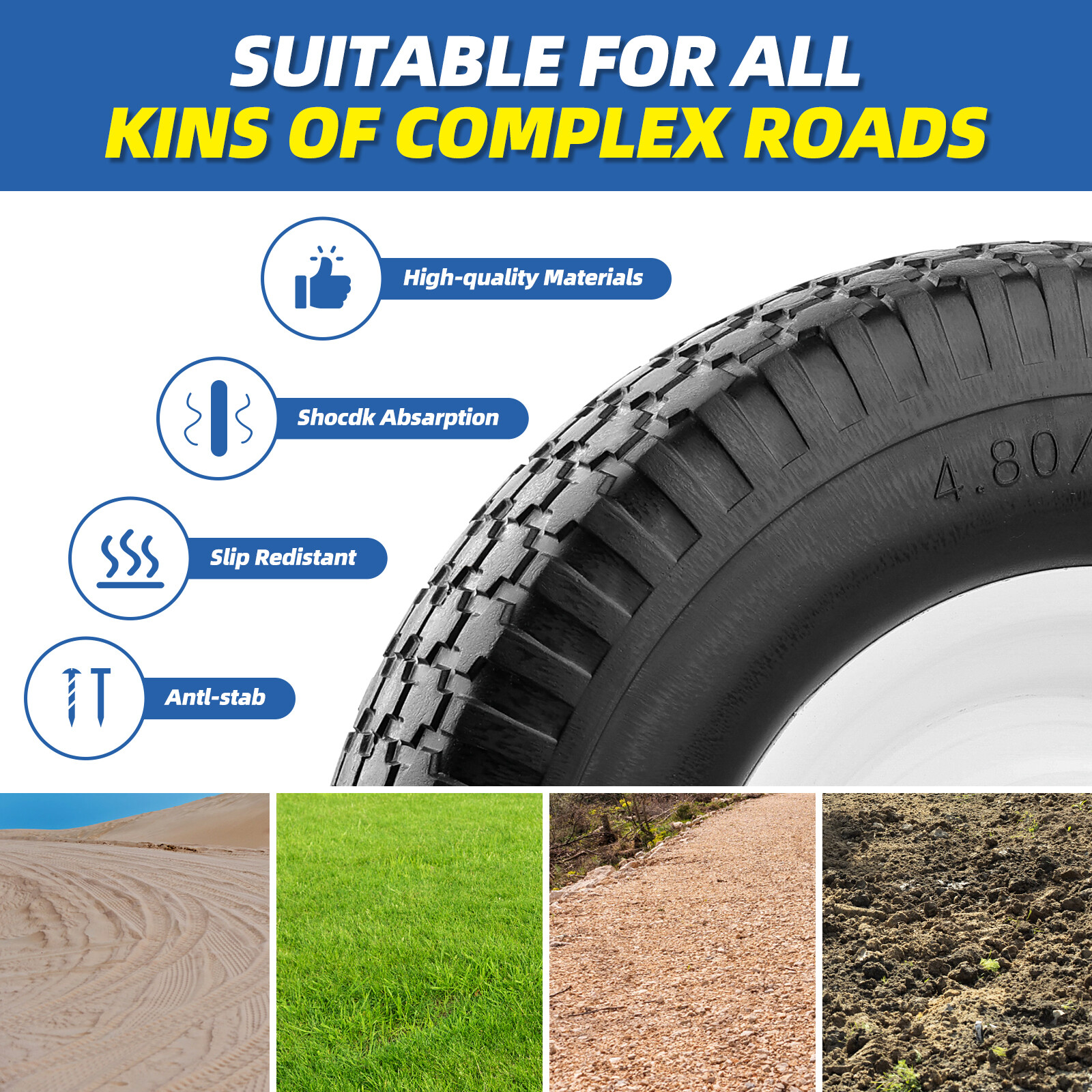 16-inch Flat Free Wheel Barrow Tire - NEVER HAVE A FLAT AGAIN - FREE SHIPPING