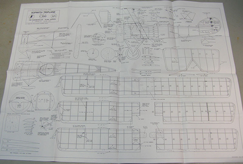 Model Airplane Plans (FF): Sopwith Triplane • Perfect Scale 35" for .049 (.75cc)