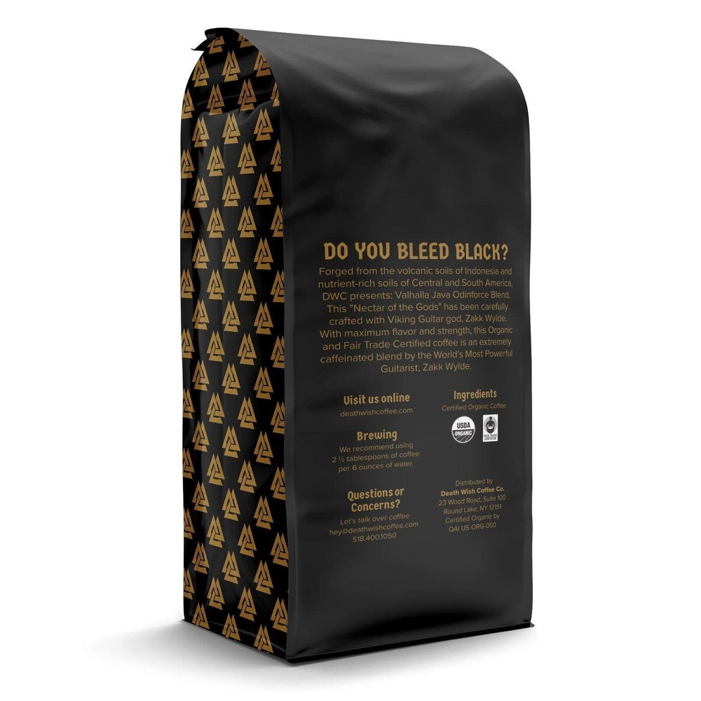 Death Wish Coffee Valhalla Java Dark Roast Ground Coffee 12 Oz Bold & Intense...