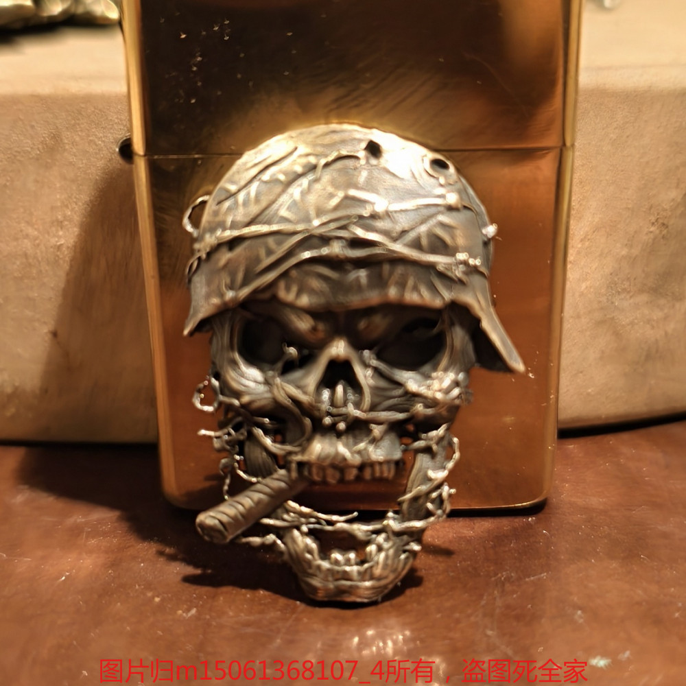 High-Quality Skeleton Soldier Decal Kerosene Lighter (Does Not Include Lighter)