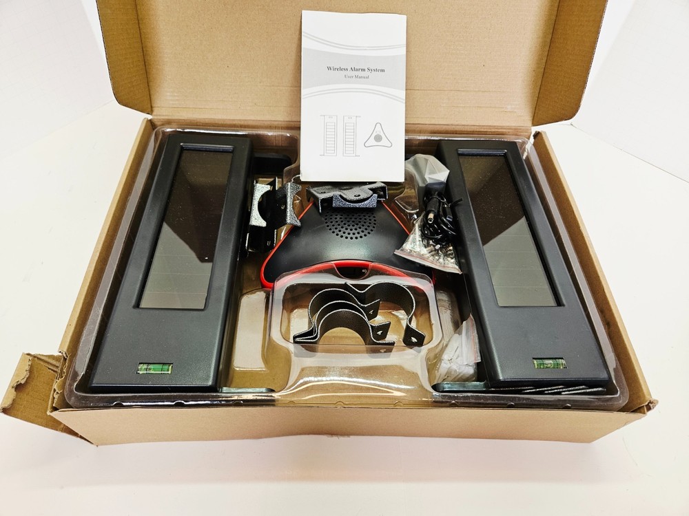 Open Box HTZSAFE Solar Powered Wireless Break-Beam Sensor System Alarm