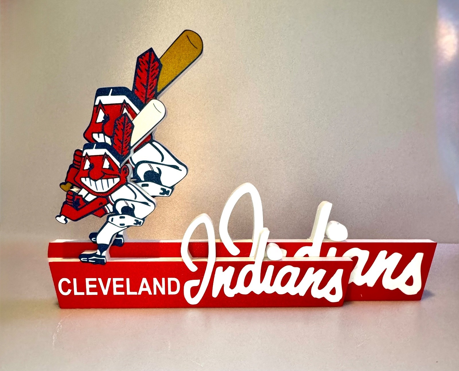Larger 3D printed Cleveland Indians Chief Wahoo Municipal Stadium Gate D Sign