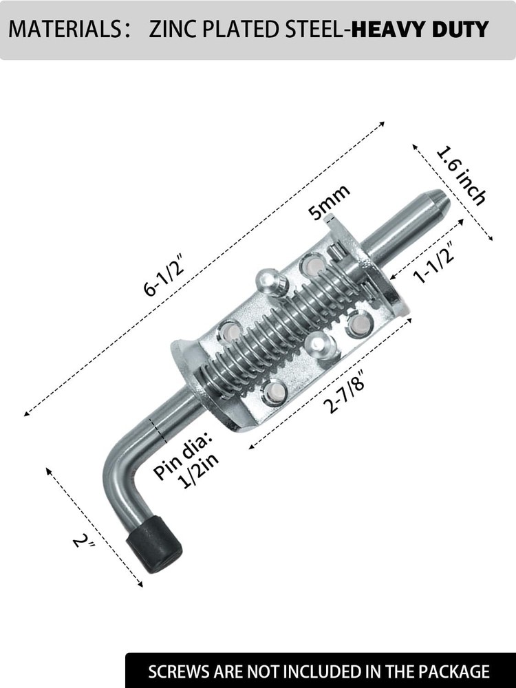 Heavy Duty Zinc Plated Spring Loaded Gate Latch for Ultimate Security - 2pcs