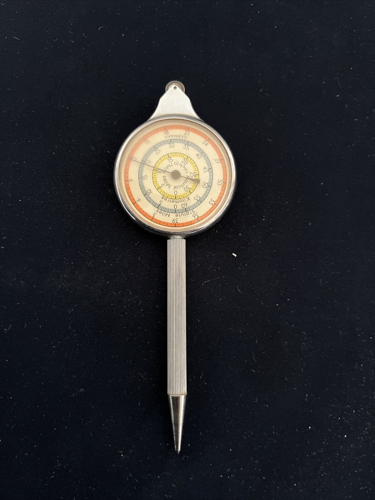 Vintage Map Measures ,Magnetic Compass And Automatic Pencil