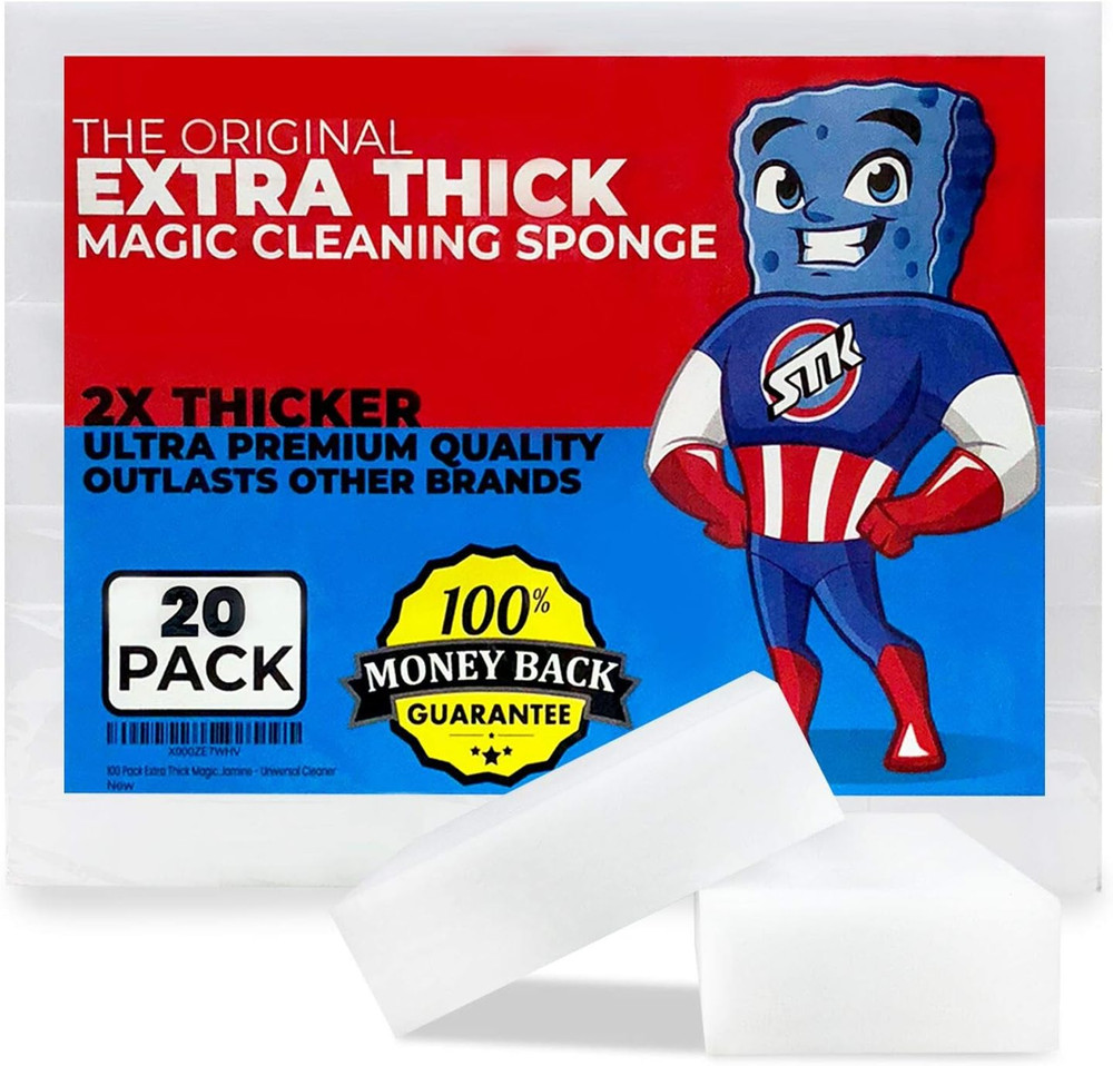 20 Pack Extra Thick Magic Cleaning Pads - Eraser Sponge for All Surfaces - Kitch