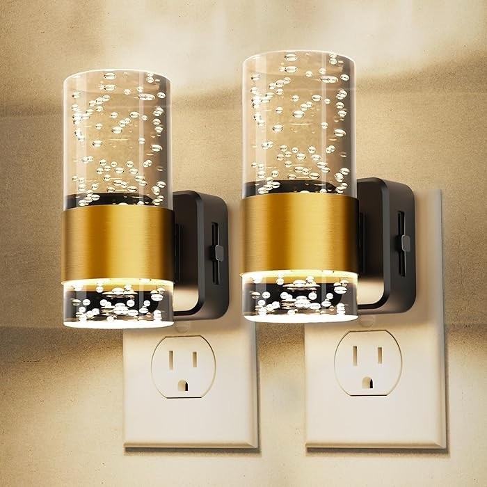 L LOHAS LED Night Light,Dimmable Lights Plug 2 Pack, Gold Ring-3000K