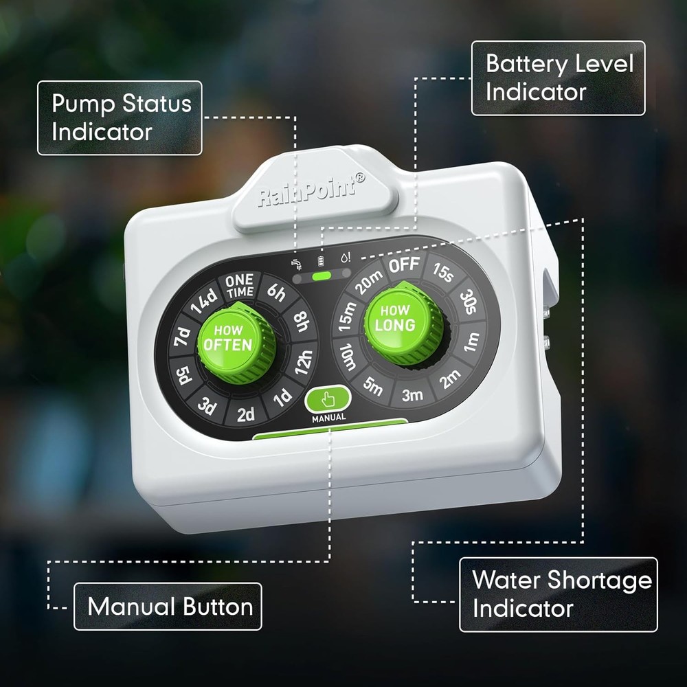 RAINPOINT Easy-Setup Automatic Plant Waterer Indoor for Pot Plant Adjustable Wat