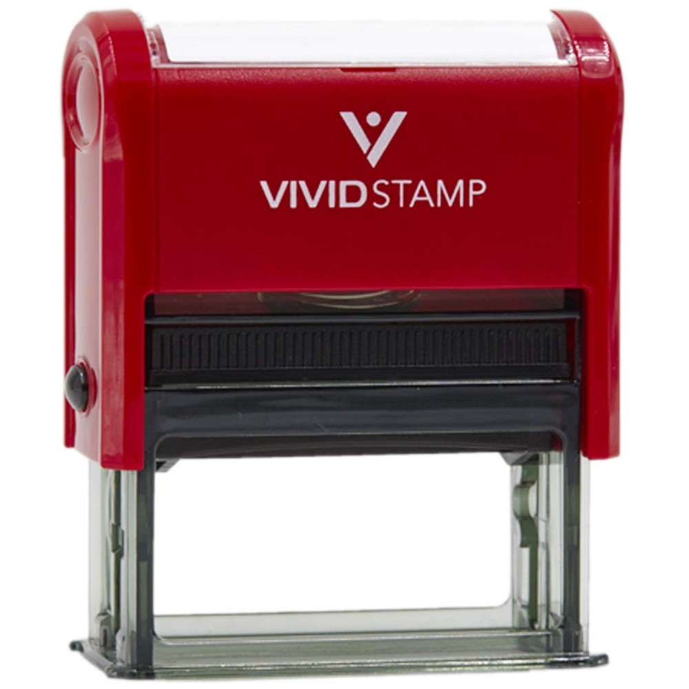 Revised Self-Inking Office Rubber Stamp Red Ink Rectangular Message Stamper