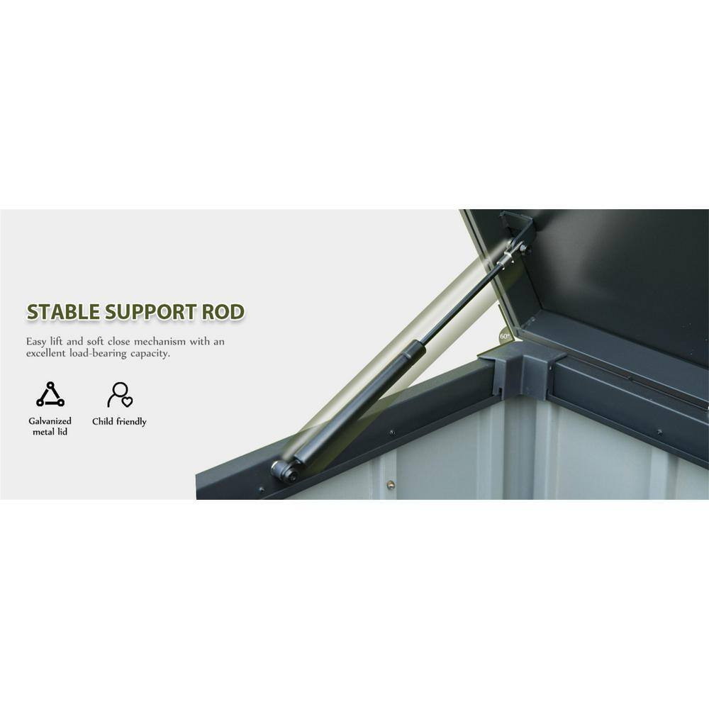 150 Gal. Dark Gray Steel Deck Box, Outdoor Waterproof Large Patio Storage Bin fo