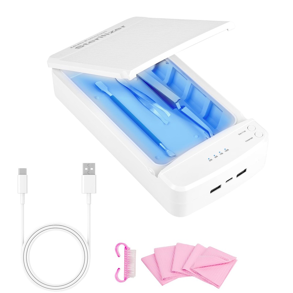 Nail Tool Sterilizer with Blue Light, Portable USB Sterilizating , Multi-Func...