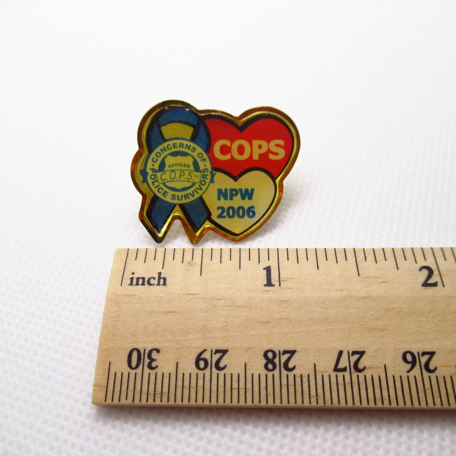Concerns of Police Survivors COPS NPW 2006 Lapel Pin Vintage Blue Ribbon Hearts