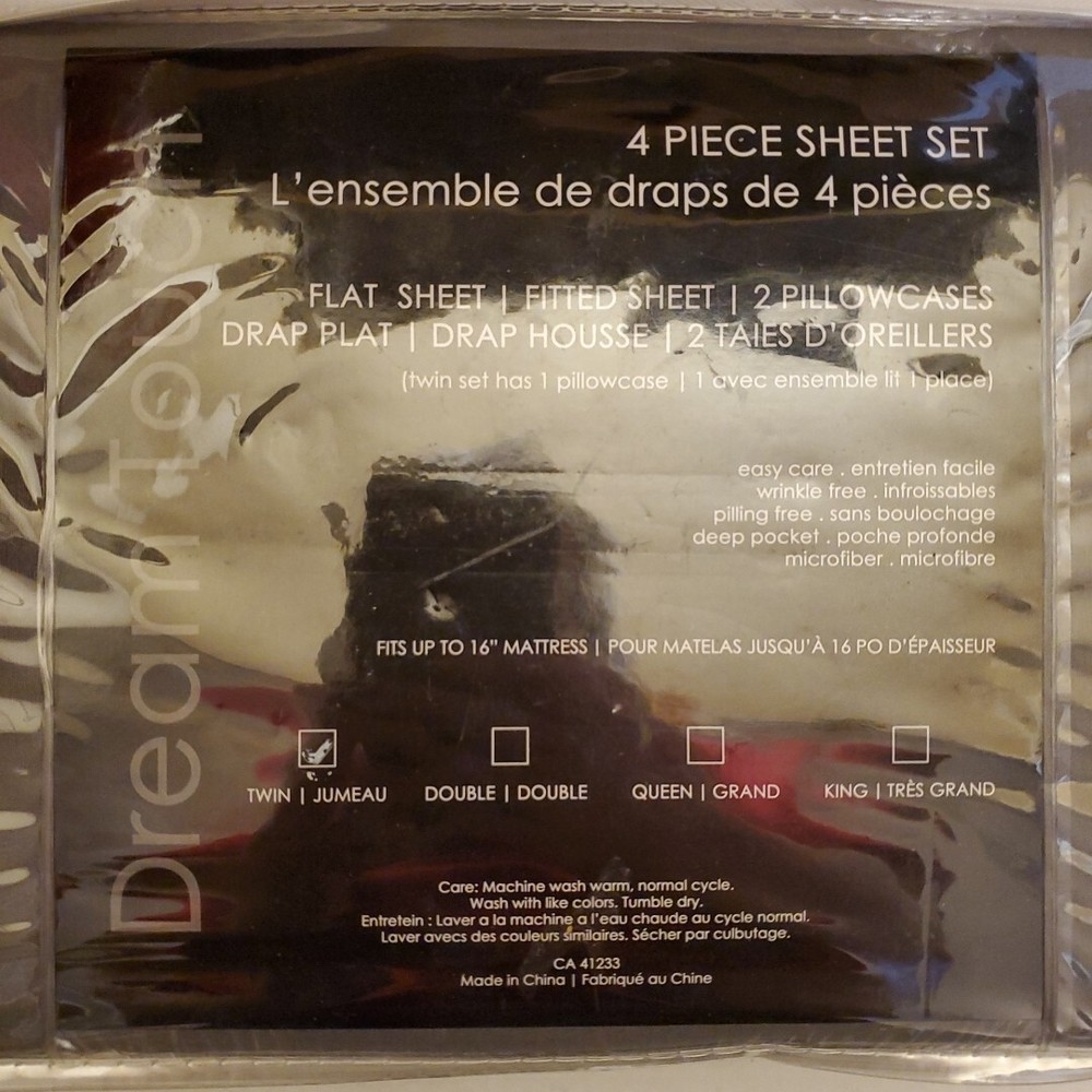 Dream Touch 4 Piece Sheet Set Grey Twin New