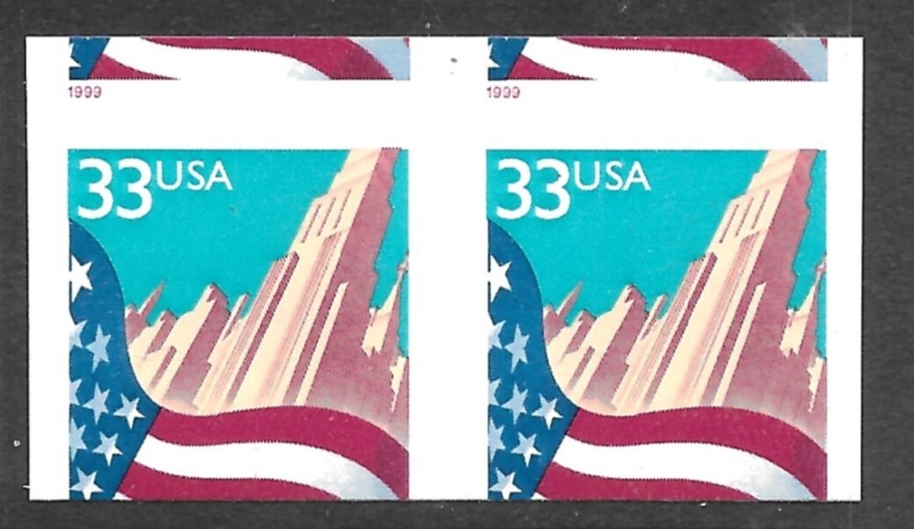 DIE-CUTTING OMITTED + MISCUT ERROR Pair, Scott #3281a, Type I,  MNH, Cat. $30