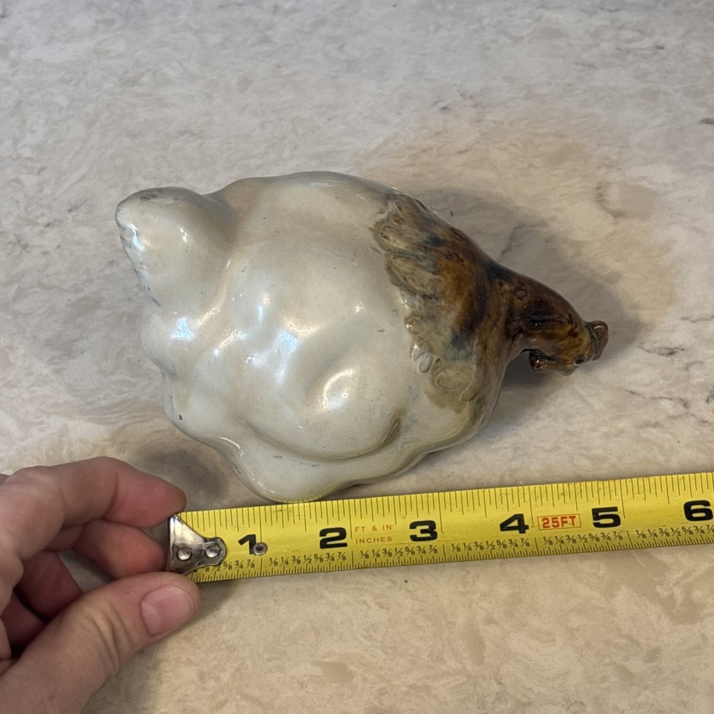 Ceramic Stoneware Primitive Hen Sculpture Chicken Pecking Statue