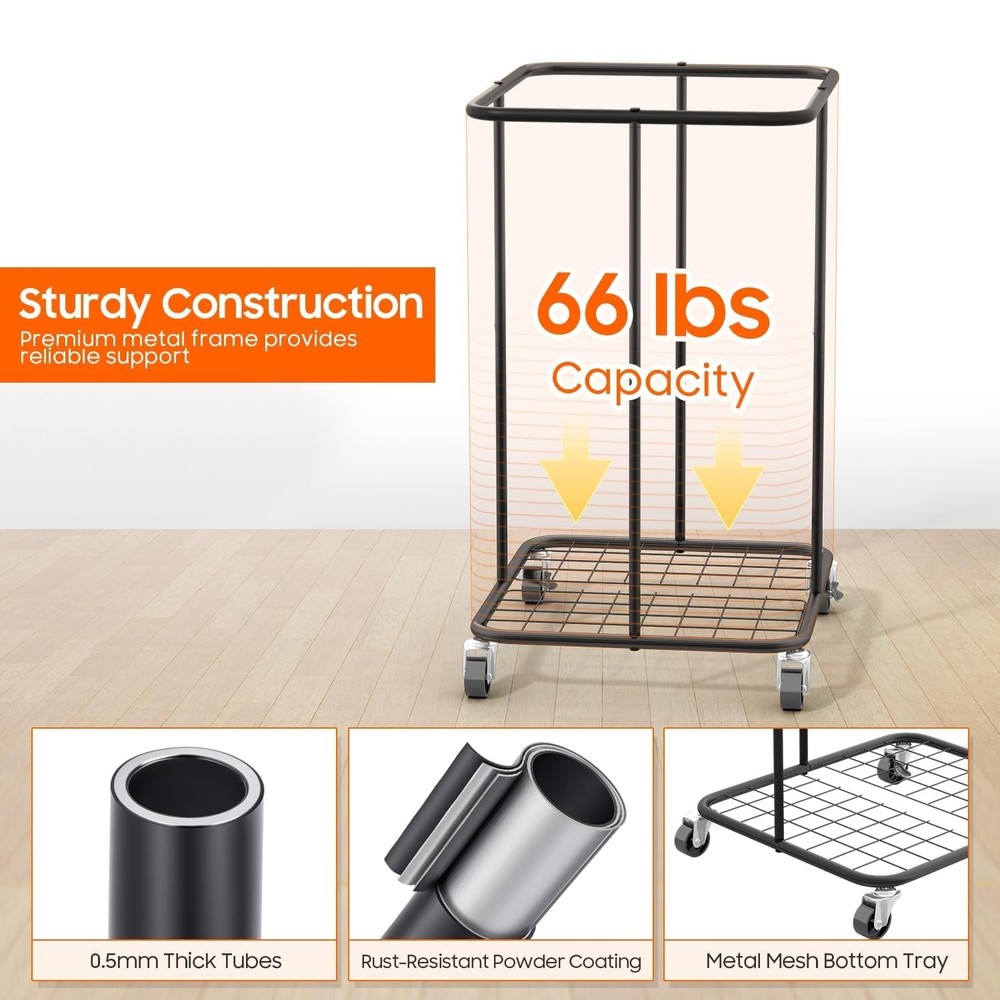 160L Laundry Hamper with Lid, Rolling Laundry Basket with Wheels, Large & Tal...