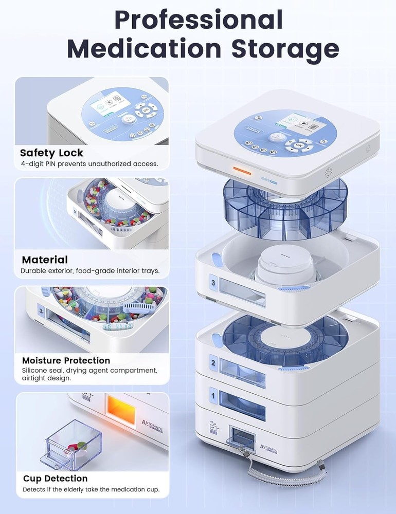 Pill box Automatic Pill Dispenser 28-Day Smart Pill Organizer Smart App Control