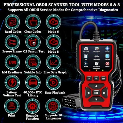 Professional OBD2 V519 Scanner - 2026 Upgraded OBDII + CAN Code Reader, Live