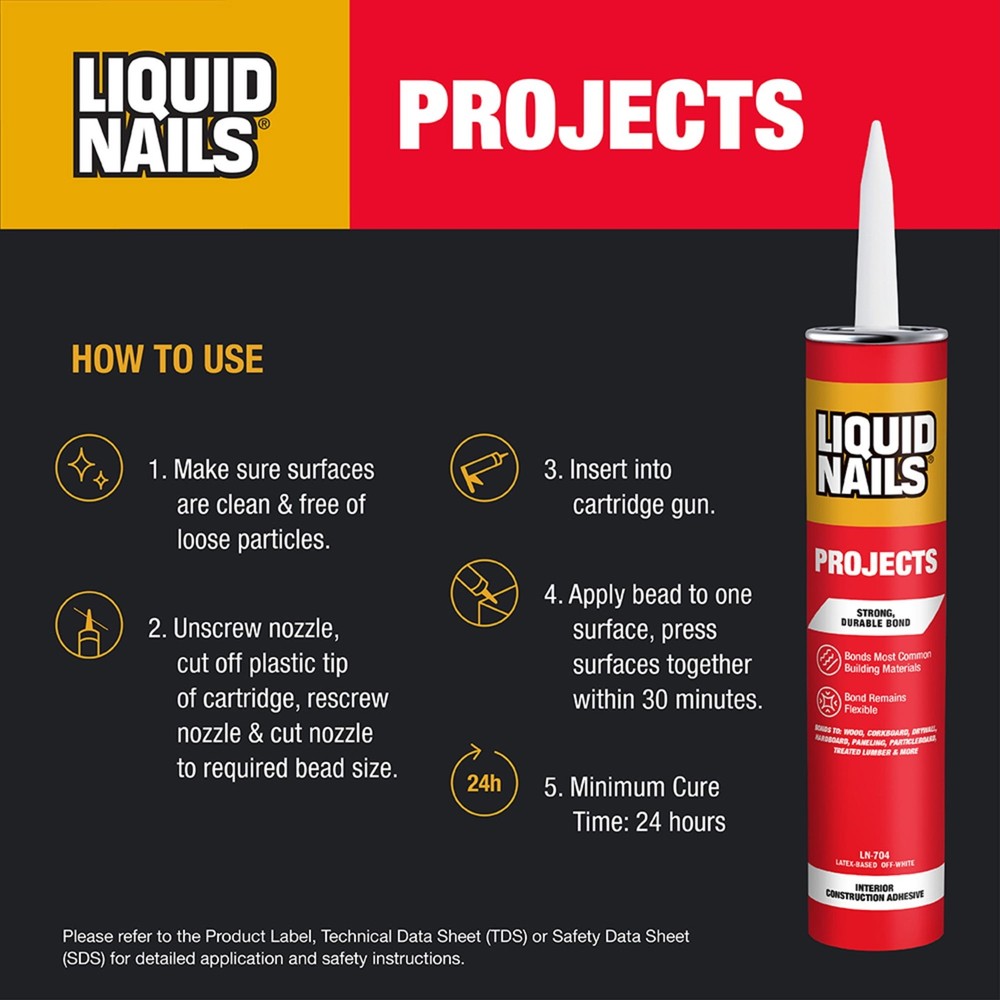 (6 pack) Liquid Nails 10 oz Interior Projects Latex Construction Adhesive Tan