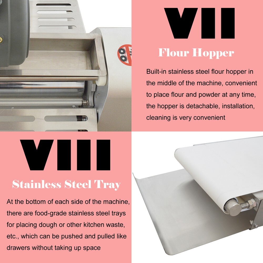 110V Commercial Dough Sheeter Roller 600mm Dough Rolling Machine