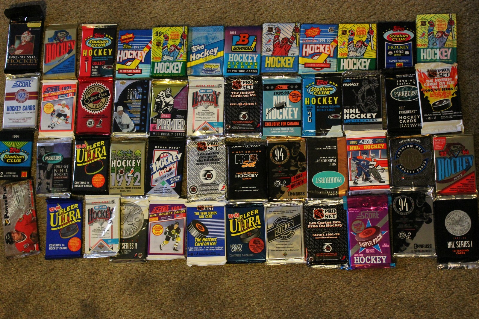 Hockey Card LIQUIDATION - LOT OF 55 OLD VINTAGE HOCKEY CARDS IN UNOPENED PACKS