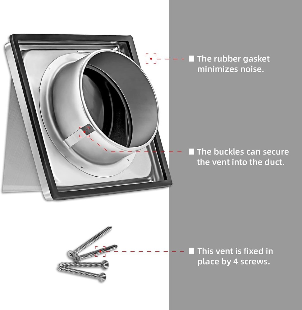 4-Inch External Extractor Wall Vent Cushioned Non Return Flap 100mm