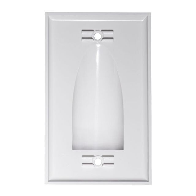 Pass Through Wall Plate Single Gang, White