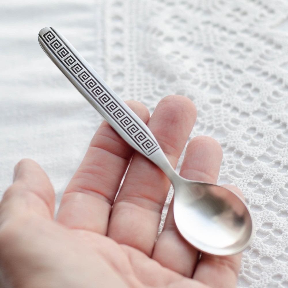 Tea spoon mismatched flatware set Small spoons from USSR, Soviet flatware set