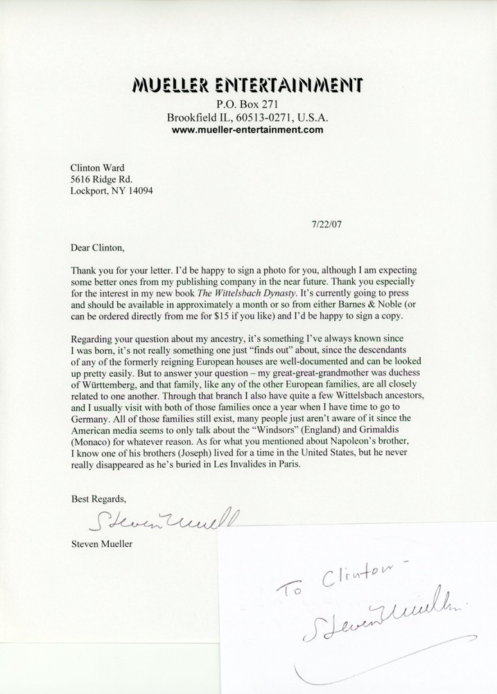 Steven Mueller (Mueller Entertainment) - TSL and Signed Page