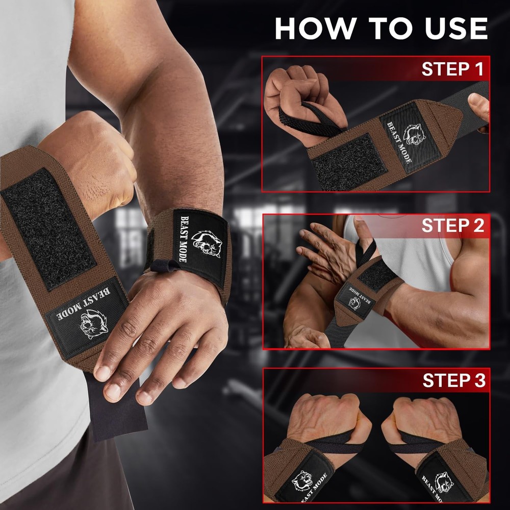 HeavyDuty Weightlifting Wrist Wraps with Thumb Loop for Powerlifting & Training