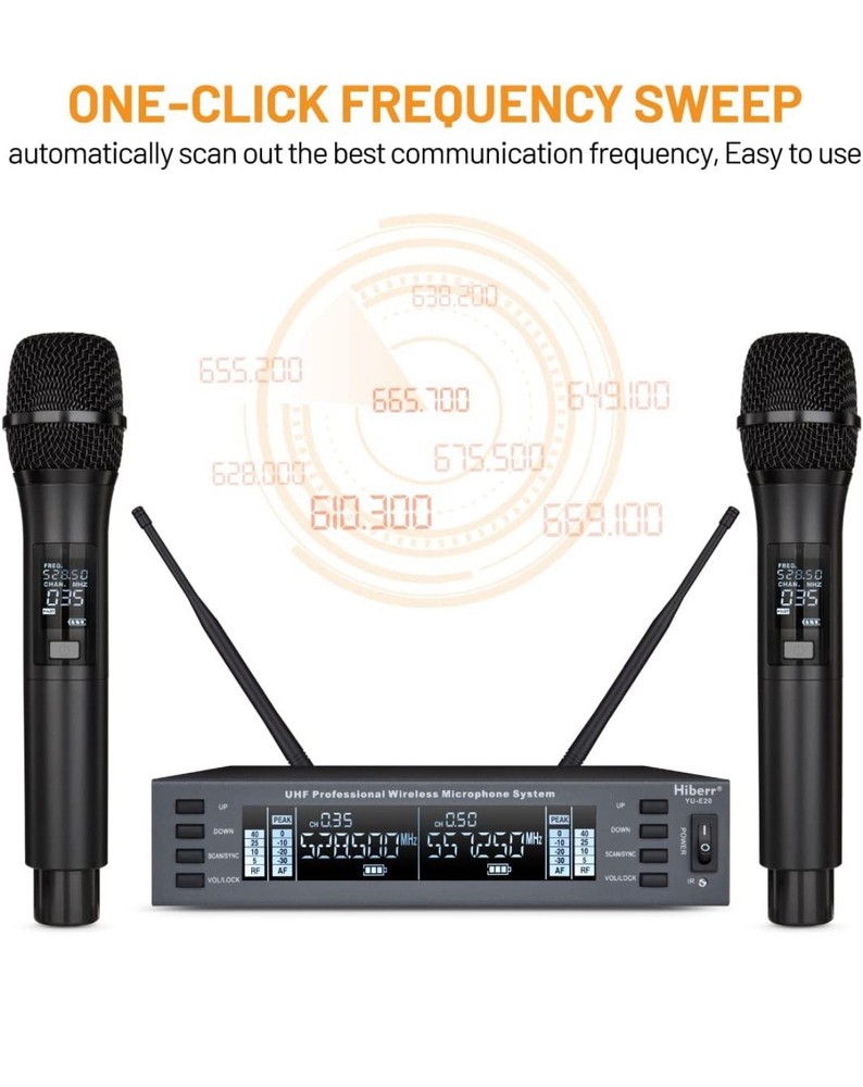 HIBERR UHF Wireless Microphone System 2 Channel YU-E20H - 2 Mics - NIB