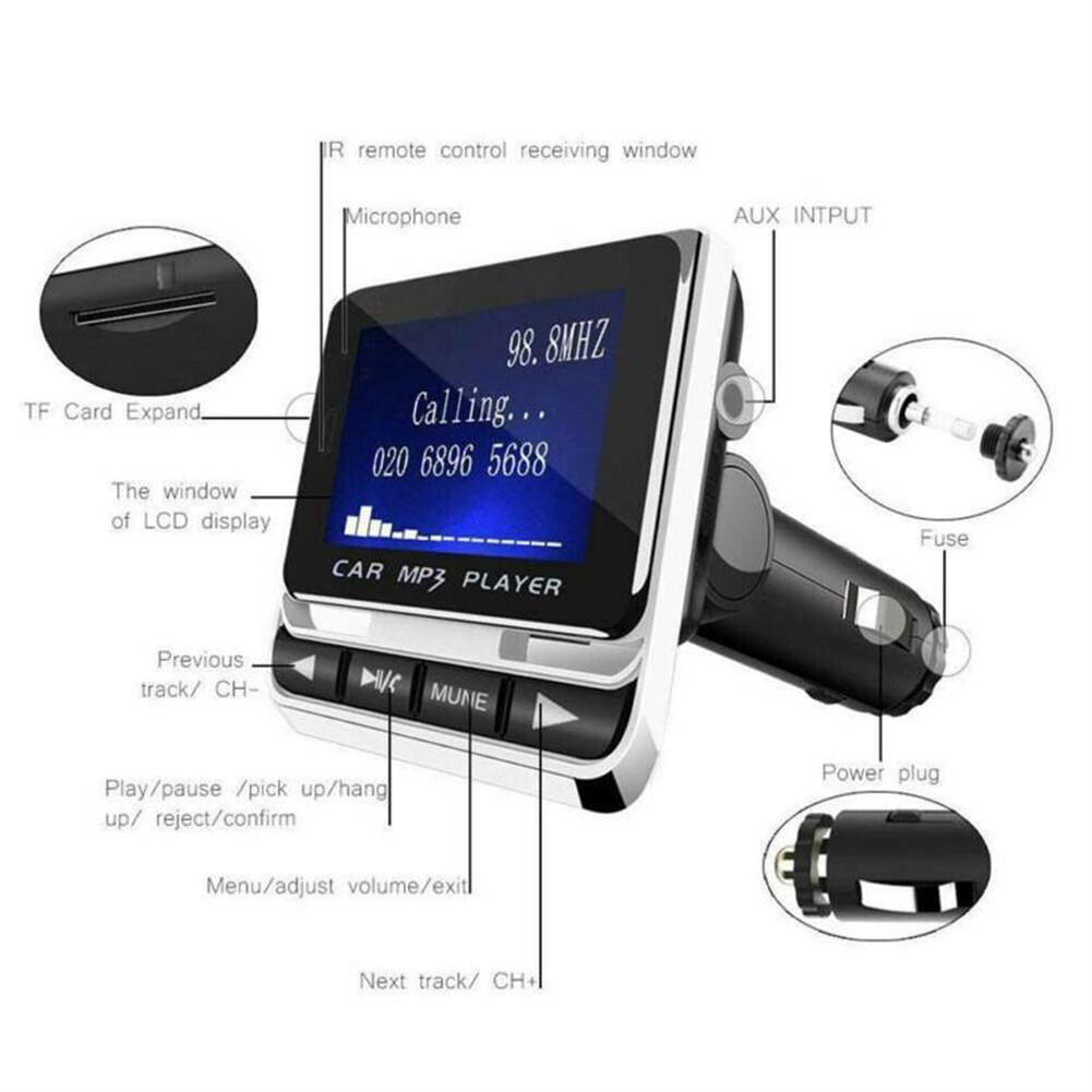 LCD Display Car Bluetooth FM Transmitter MP3 Player AUX Hands-free Accessories