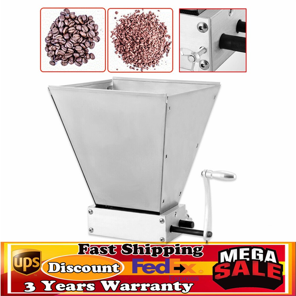 4L Manual Grain Mill Barley Crusher with Adjustable Rollers for Brewing