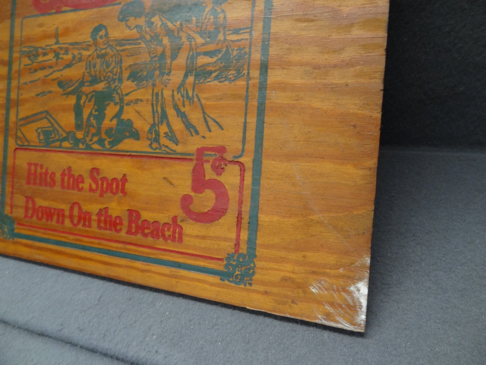 Pepsi-Cola 16" Hits The Spot Down On The Beach Wood Wooden Sign Crate Side VTG