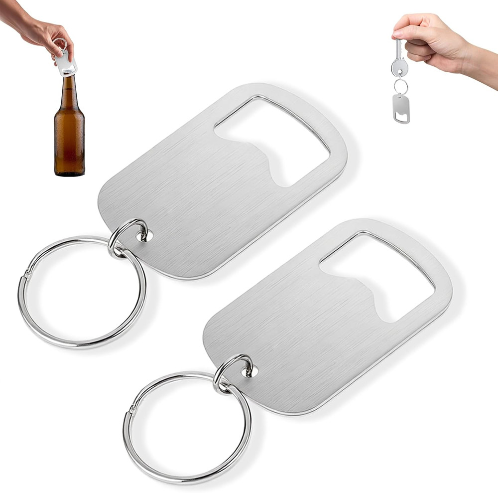 2Pcs Stainless Steel Bottle Opener Keychain