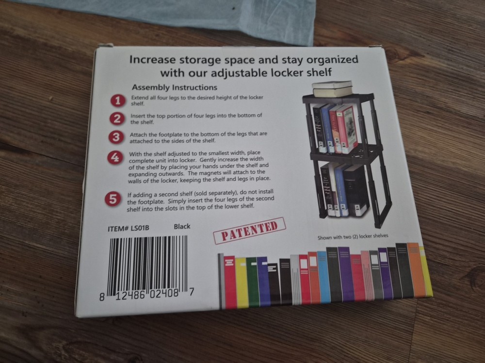 Tools for School Locker Shelf, Adjustable, Stackable (Black) No Tools Required