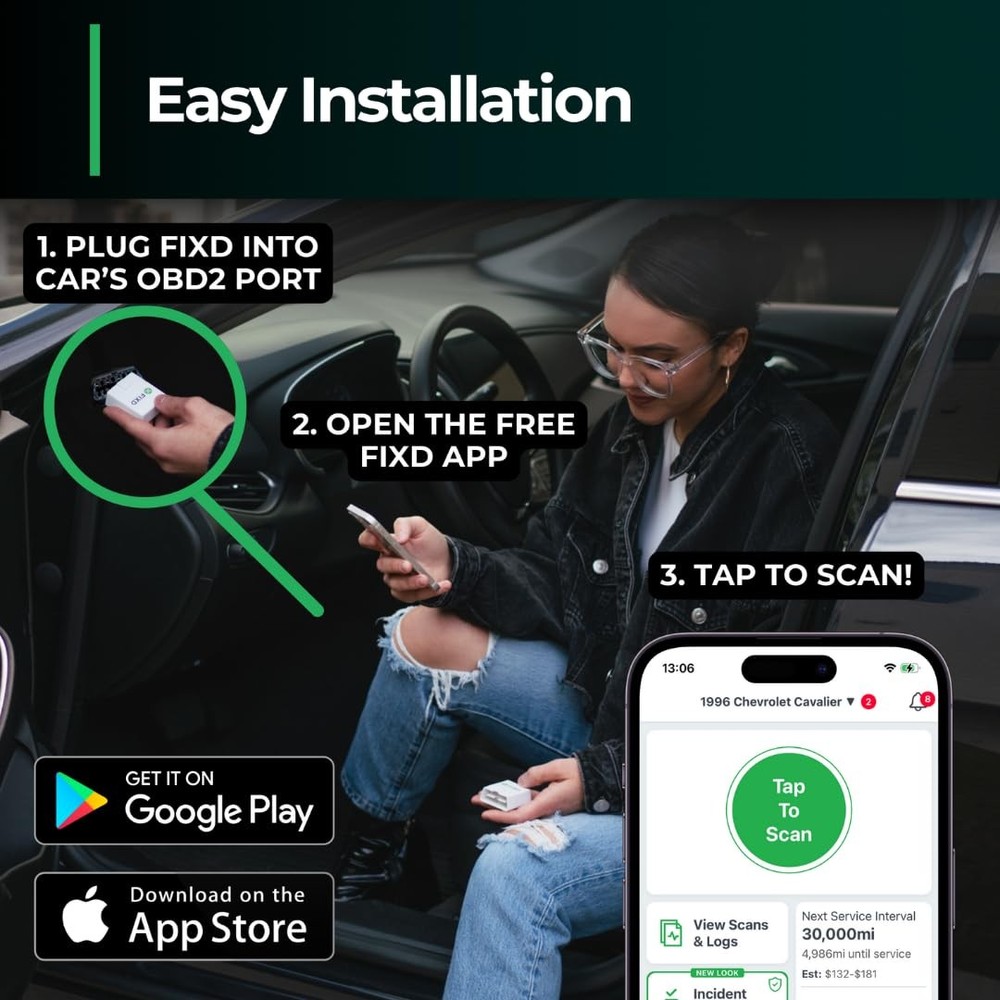 FIXD Bluetooth OBD2 Scanner for iPhone & Android Diagnostic Scan Tool for