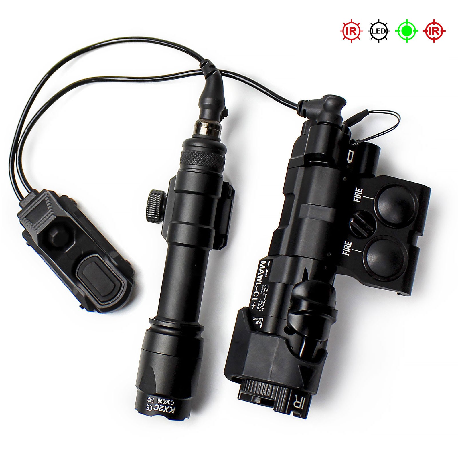 Metal MAWL C1 Green IR Laser Sight White LED Light M600C Flashlight Axon Switch