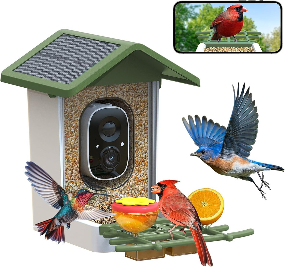 Smart Bird Feeder with Camera: Solar Powered Birdhouse with AI Recognition, Wire